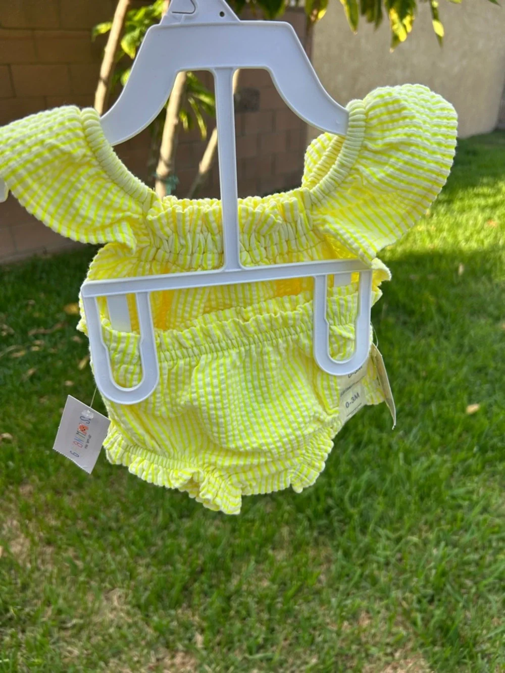 Garanimals Yellow Seersucker Ruffle Top and Shorts Set